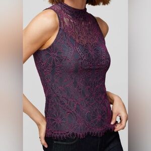 White House Black Market Blue Pink Lace Tank Top